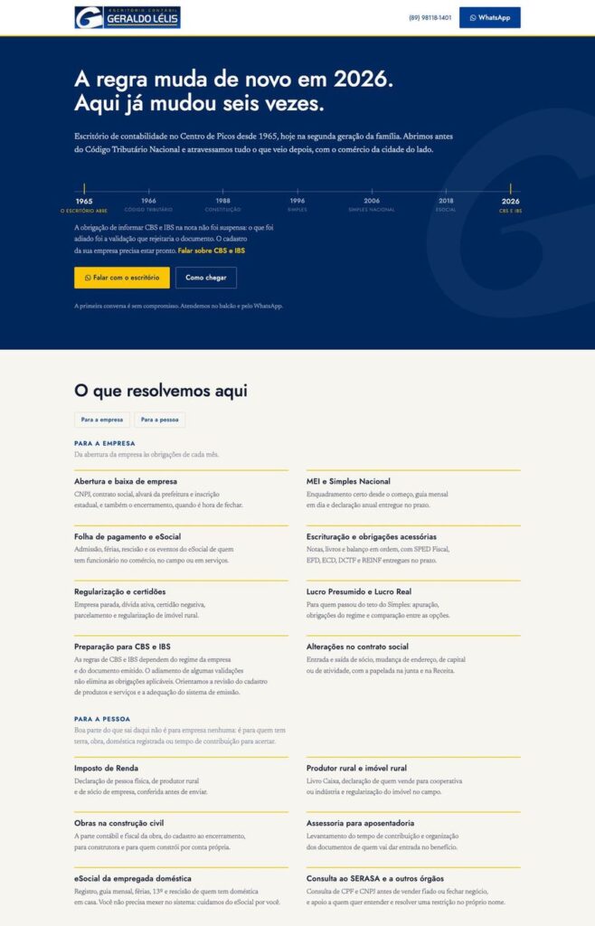 Site Escritório Contábil Geraldo Lélis